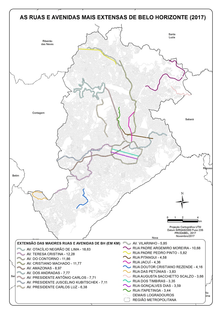 Mapa das ruas de BH